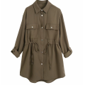 Women's New Lapel Waist drawstring Coat