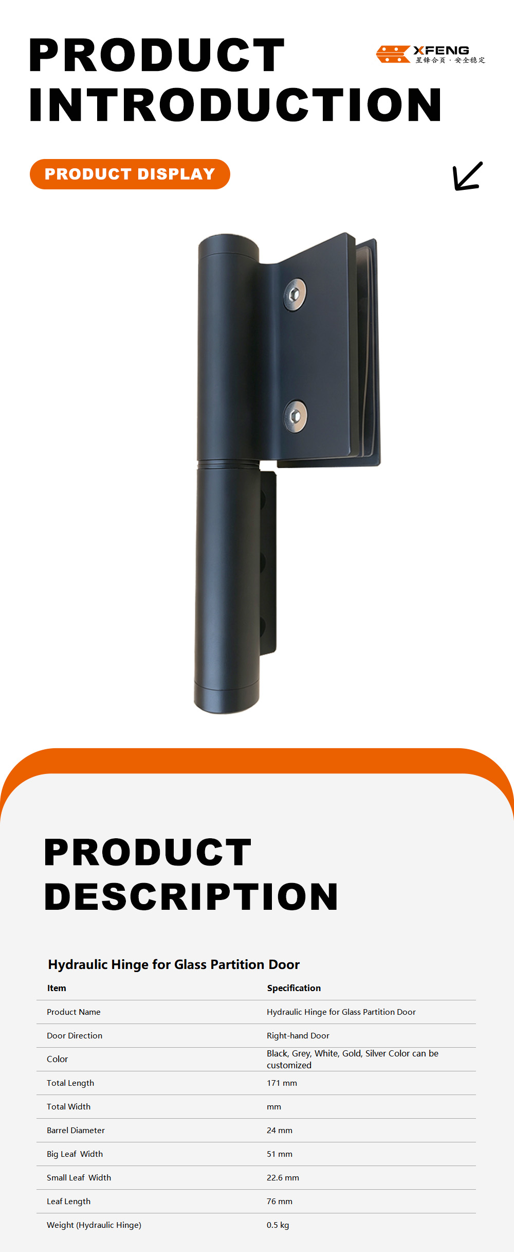 2-Hydraulic Hinge for Glass Partition Door-x