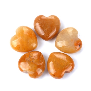 Yellow Jade 30mm Love Heart Gemstone สำหรับการตกแต่งบ้านทำด้วยมืออยาก