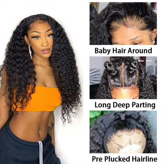 Ishow Kinky Curly Lace Frontal Wig HD Transparent Lace Wigs Curly 13x4 Lace Front Wig Human Hair Brazilian Human Hair Wigs