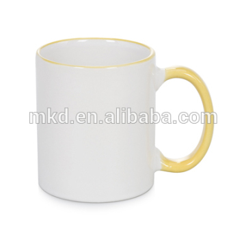 Sublimation coated mug with yellow Rim&Handle