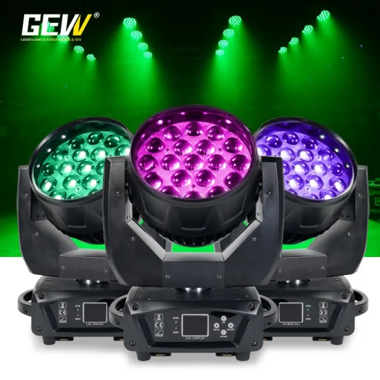 GEVV MAC Aura 19*15 RGBW 4in1 DMX LED Beam Zoom Wash Moving Head Light for Disco Bar DJ Stage