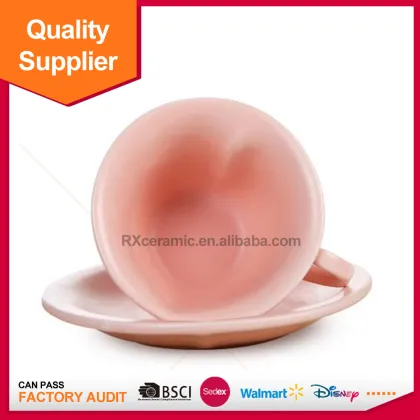 Color glaze creative porcelain love shape tea cup sets