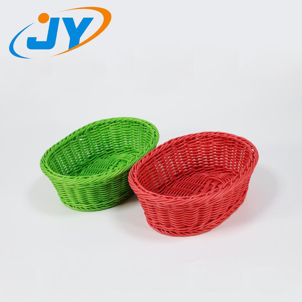 Hand-woven Oval Colorful PP Rattan Bread Fruit Basket