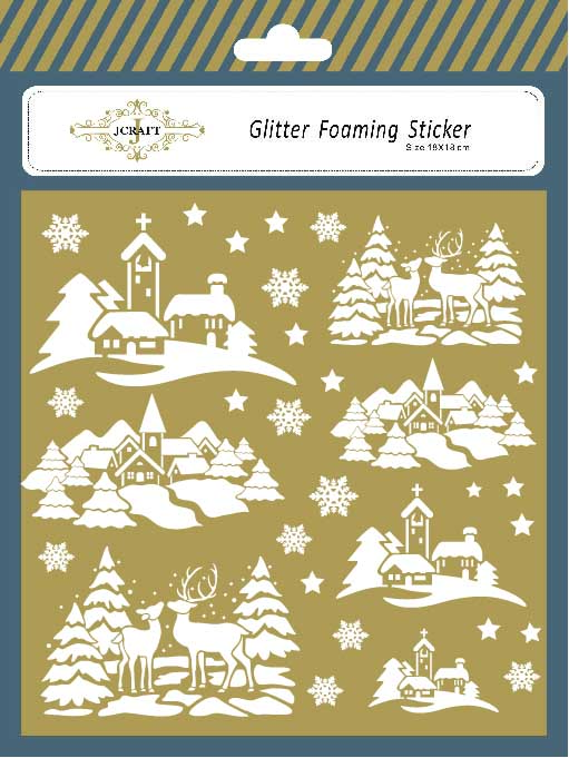 The Christmas Villa and the deer Glitter Foaming Sticker