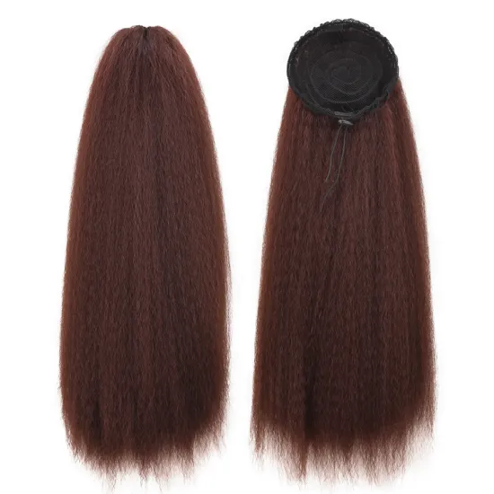 AliLeader 22'' Long Synthetic Hair Bun Yaki Kinky Straight Ponytail Extension with Combs For Woman