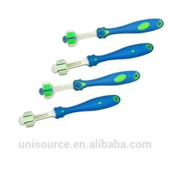 Three heads plastic pet toothbrush