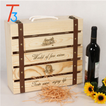 Wholesale Unfinished Wooden 4 Bottle Wine Boxes