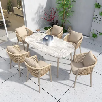 Rope Woven Outdoor Dining Chairs for Fulin Terrace Patio Garden Furniture