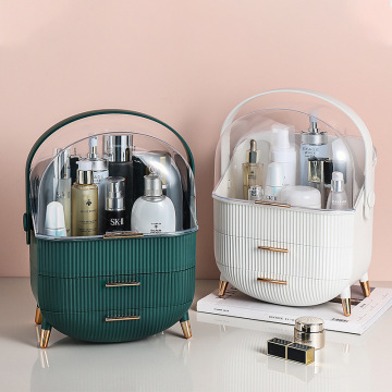 Dust-Proof Plastic Makeup Storage Box with Handle