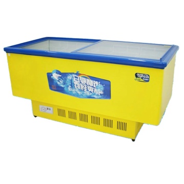 Supermarket Meat and Fish Glass Door Freezer for Showcase
