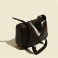 Wide Strap Genuine Leather Messenger Handbag