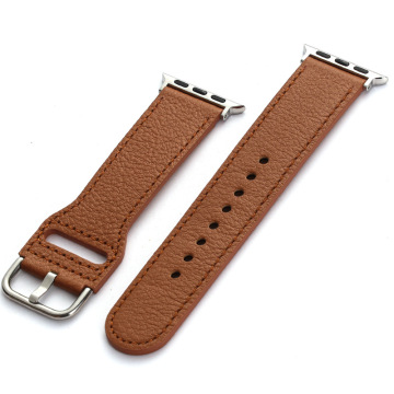 Soft Leather Watch Strap with Lychee Pattern for iWatch Ultra 2 S10 38mm 42mm