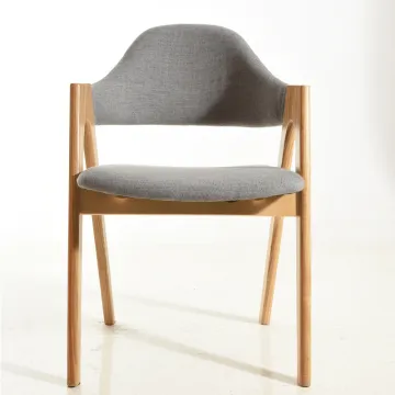 Modern Fabric Upholstered Leisure Dining Chair Wood Legs