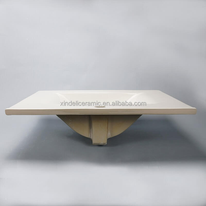 White Ceramic Modern Counter Top Solid Surface Cabinet Sink Basin