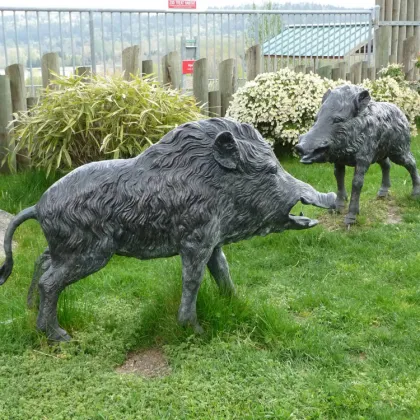 Western garden popular bronze plush wild boar statue for sale