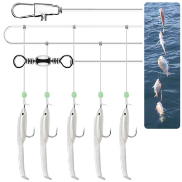 Hurtownia 5pc/torba Soft Eel Sabiki Zestaw przynęty - Ocean Hooks z metalowym złączem