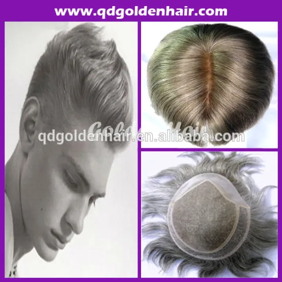 Golden Hair High Quality Full Hand Made Invisible Hairline Hair Toupee