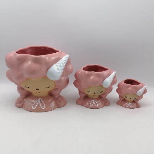 Керамический горшок для растений Pink Angel Girl
