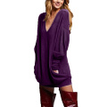 Women's Casual V Neck Long Sleeve Dress