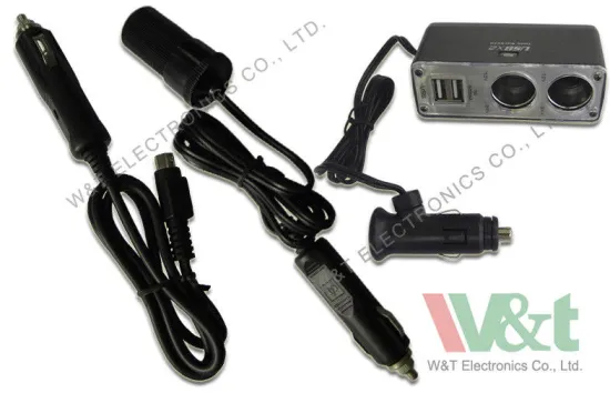 2 Usb / 2 Dc Socket Cigarette Lighter Adapter Dc Power Cable