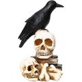 Perched Raven On Skull Halloween Home Decor Gift