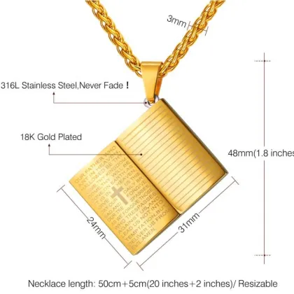 Fashionable Stainless Steel Custom Engraved Christian Jesus Necklace for Men