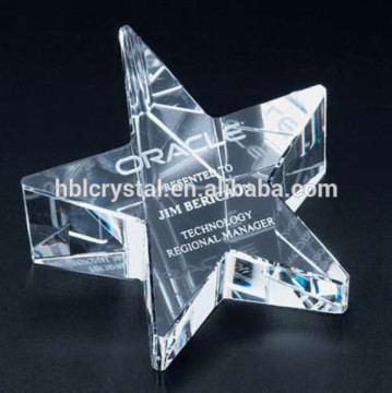 Fancy optical slant star shape crystal paperweight gift