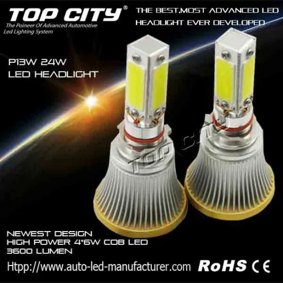 High Lumen 3600lm led headlight bulb, 24W led headlight lamp,P13W car led headlight kits