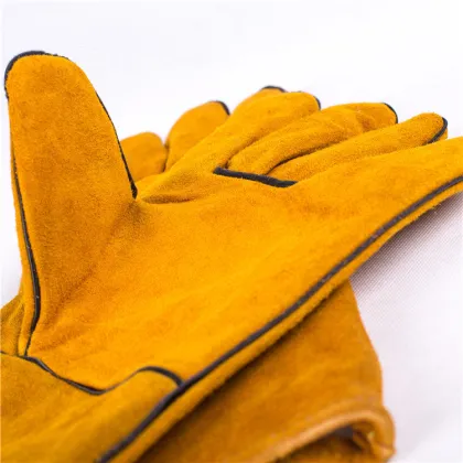 Yellow Cowhide Leather Work Safety Gloves