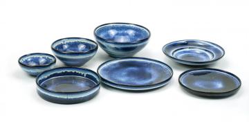 Reactive glazed stoneware dinner set - starry sky