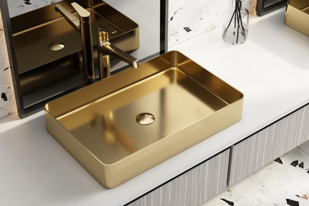 Stainless Steel Gold Big Bathroom Wash Basin