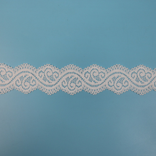Encaje de nailon spandex con diseño de flores onduladas 4.3cm