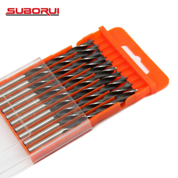Borui 10Pcs HCS Rolled Carbon Steel Brad Point Drill Bit Set for Wood
