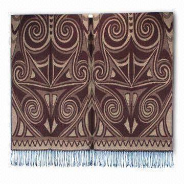 Woven Jacquard Ruana, Various Colors are Available, Measures 54 x 61 + 4 Inches