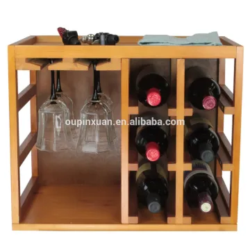 six bottle bamboo Wine Rack 6 Bottle Capacity Stackable Storage Wine Rack glass holder