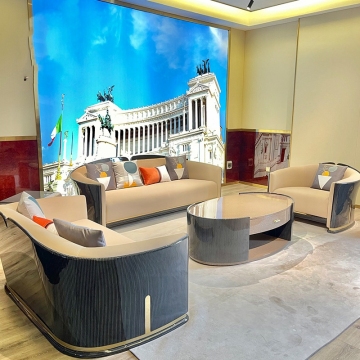 Modern Classical Leather Loveseat and Couch Set for Living Room - Italy Luxury Design