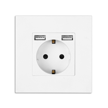CNBINGO EU 2.1A USB Panel Mount Power Socket - French Standard Wall Socket with Dual USB Ports