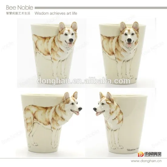 creative funny Custom Embossed 3D ceramic dog mug for gift