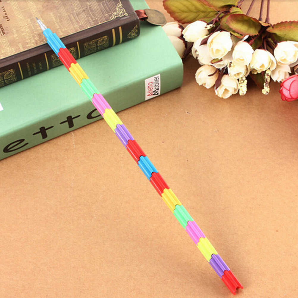 1pc Plastic Colorful Stacker Swap 8Color Section Building Block Non-sharpening Pencil Multifunction Pencil for Office Stationery