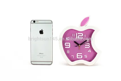 Creative Design Apple Shaped 3D digital table Alarm Clock Mini Wall Clock Decorate Prommotion Gifts Funny Children Alarm Clock