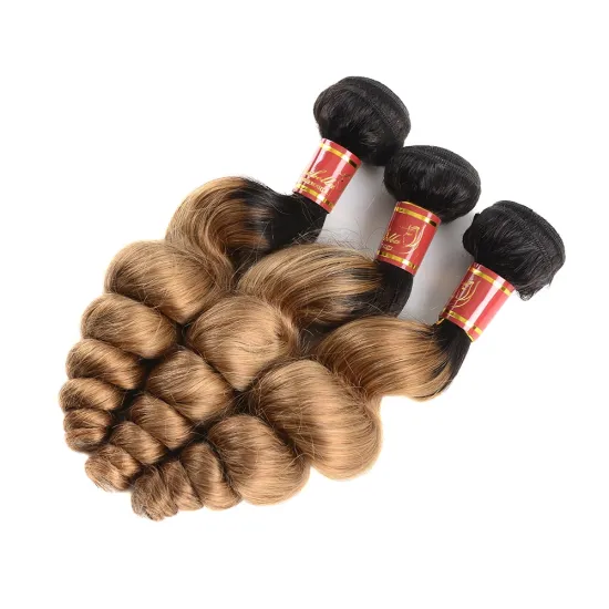 Factory Indian Brazilian Malaysian T1b/27 Loose Curly Wave Extensions Virgin Human Hair Weave Bundles