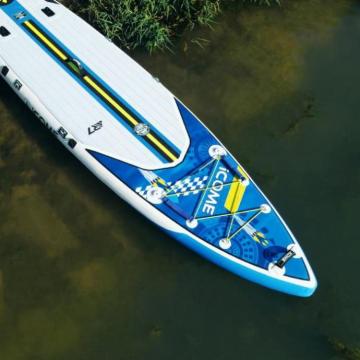 Wide inflatable paddle board racing board