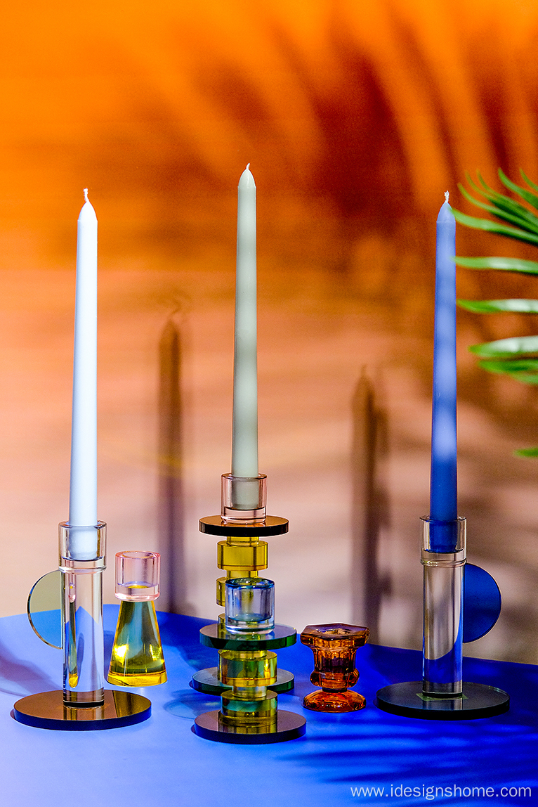Glass Irregular Candle Holder Set