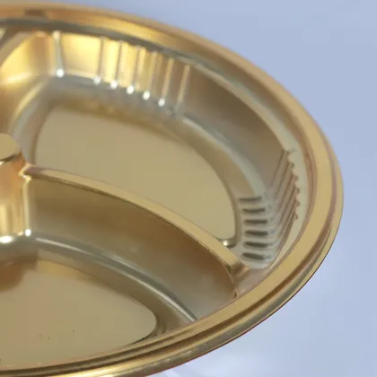 Golden Transparent Round Plastic Boxes for Cream Biscuits & Cookies