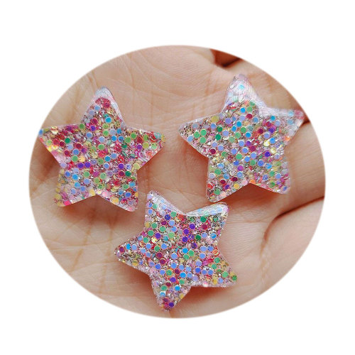 Glitter Flat Back Resin Charms Cabochon Blue Heart Cute Bowknot Star DIY Carft Home Decoration Bow Tie for Hair Pin Accessories