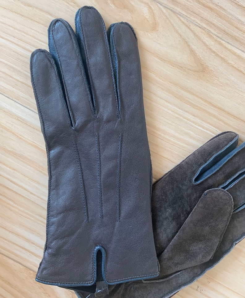 Zwarte lederen handschoenen mode winterhandschoenen