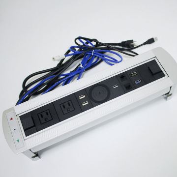 Customized Motorized Flipping Socket Box with USB Charging Ports for Conference Tables