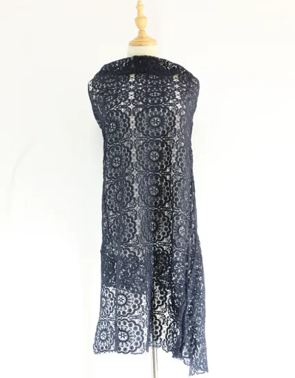 black chemical embroidery lace fabric