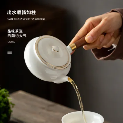 Ceramic Teapot with Filter - White Jade Kung Fu Tea Set